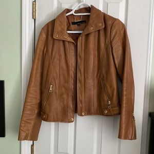 Beautiful cognac leather moto jacket